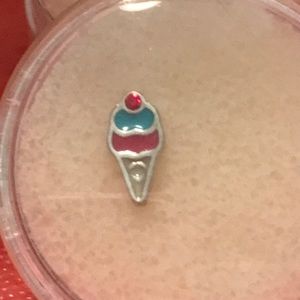 Origami Owl Rhinestone Enamel Ice Cream Cone Charm